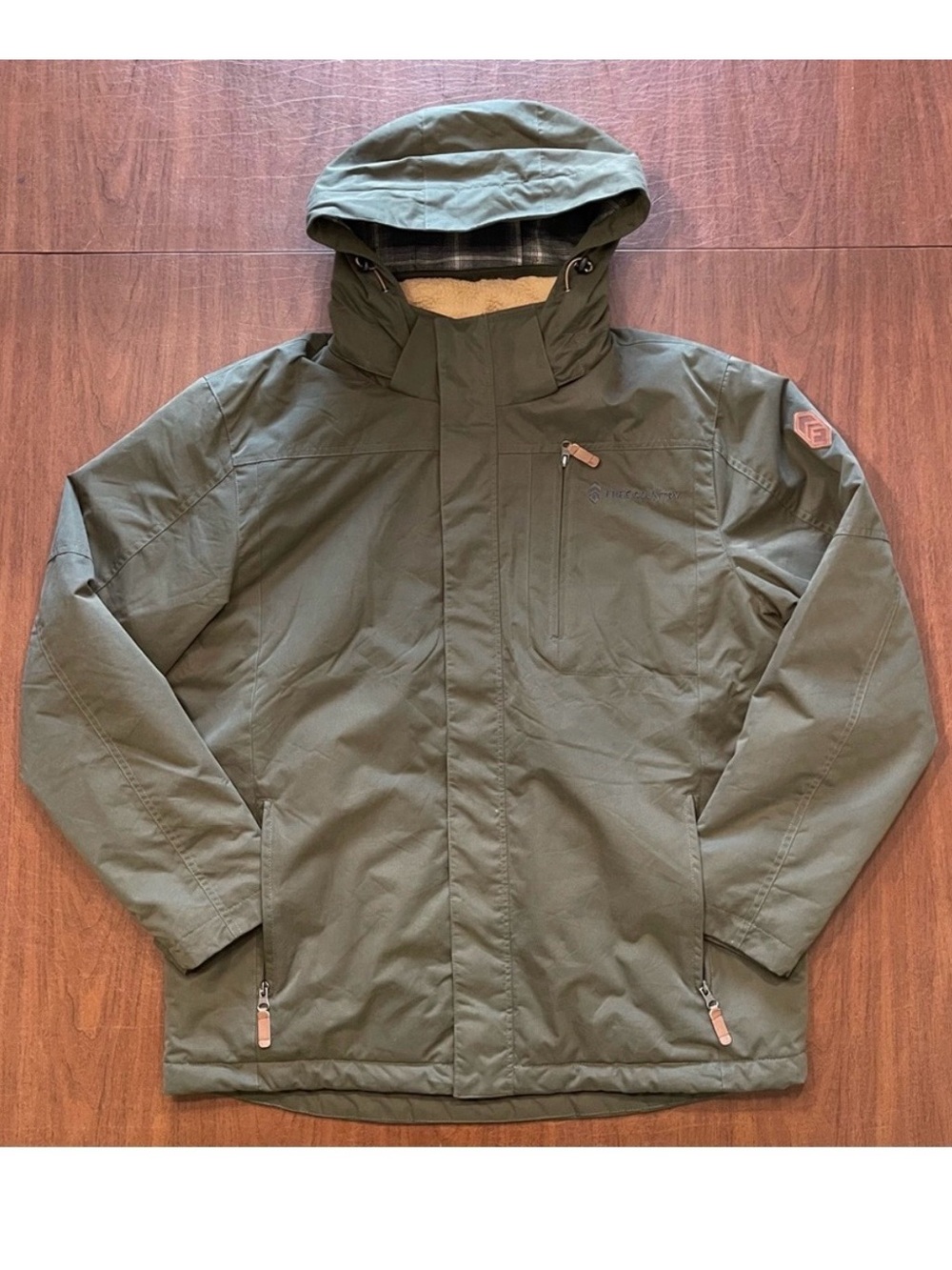 Free Country Wind Water Resistant Detachable Hood Mid Weight Jacket Coat L 42-44